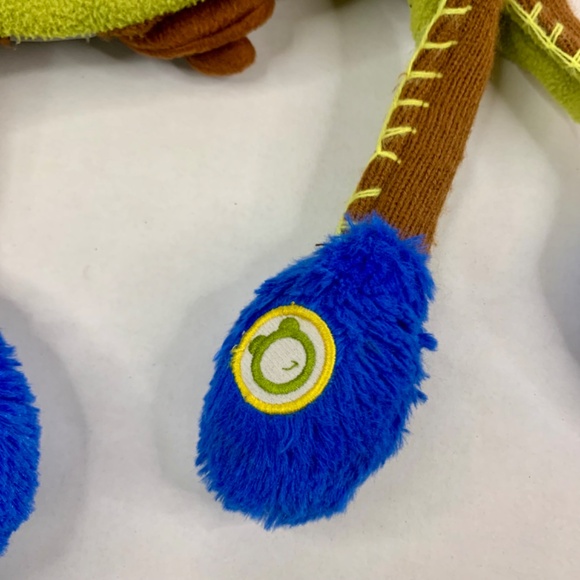 Pair of  kids / youth 🐵 FLIPEEZ HUGGY THE MONKEY tan, blue and green beanie/hat - Picture 4 of 9